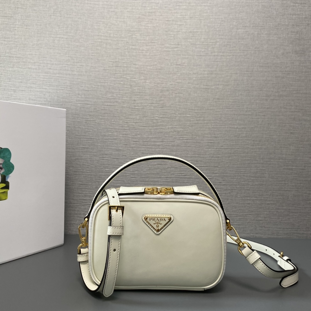 Prada Mini Odette Leather Shoulder Bag Handbag White 1BH203